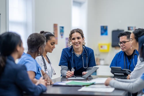 Veterinaire professionals vergaderen rond een tafel over diergezondheidszorg